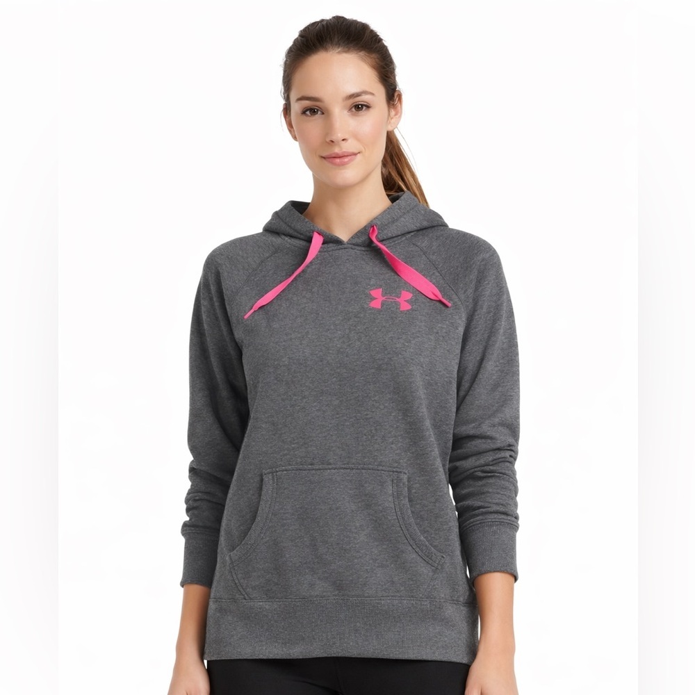 Under Armour charged cotton Storm Womens  hoodie woman Sz Medium gray pink
